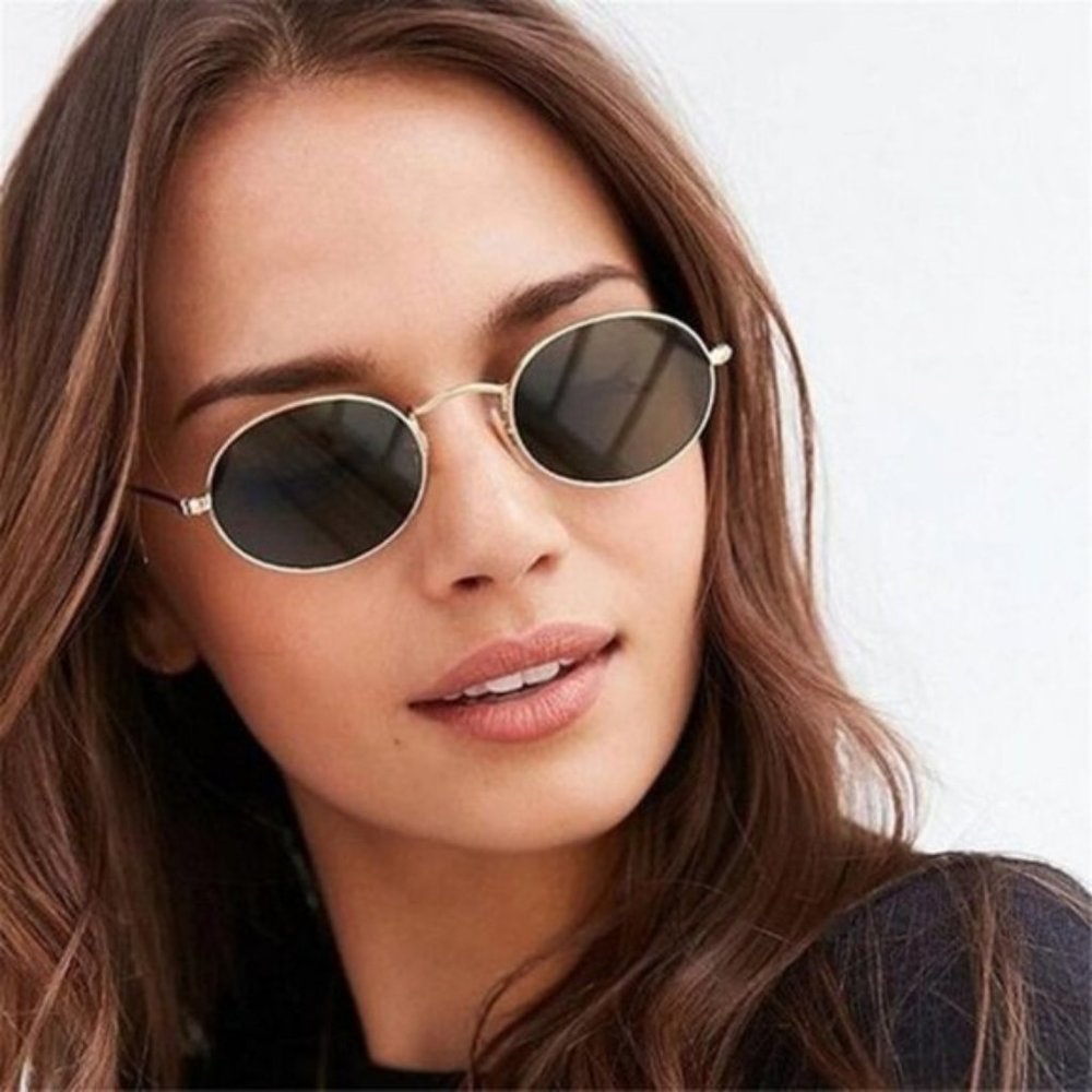 Sunglasses ~ Gold ~ Oval ~ Small Frame ~ Retro ~ Gradient